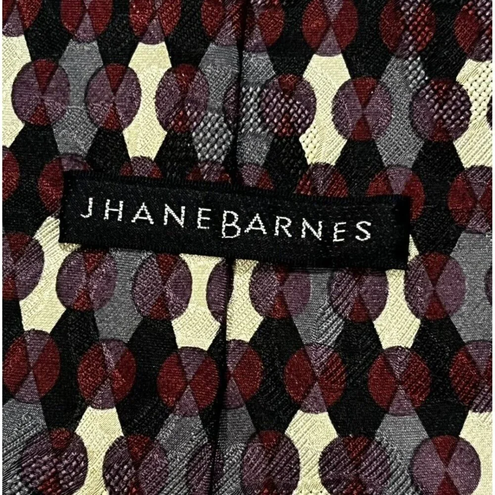Jhane Barnes Silk Neck Tie Dots Diamonds Geometric Print Made in Japan Luxury - Picture 2 of 8